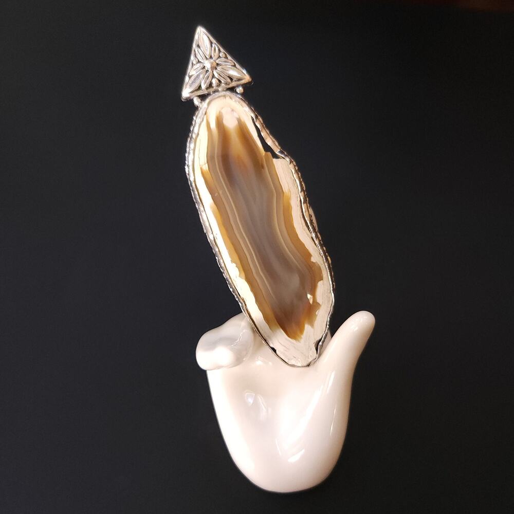 Petrified Wood Sterling Silver Pendant Necklace, Large 3.25 Inch Stone